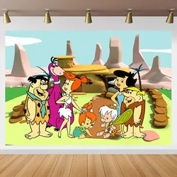 Flintstone Photography Backdrop Kids Birthday Baby Shower Photo Backdrop Decor Banner Vinyl Polyester Photo Props
