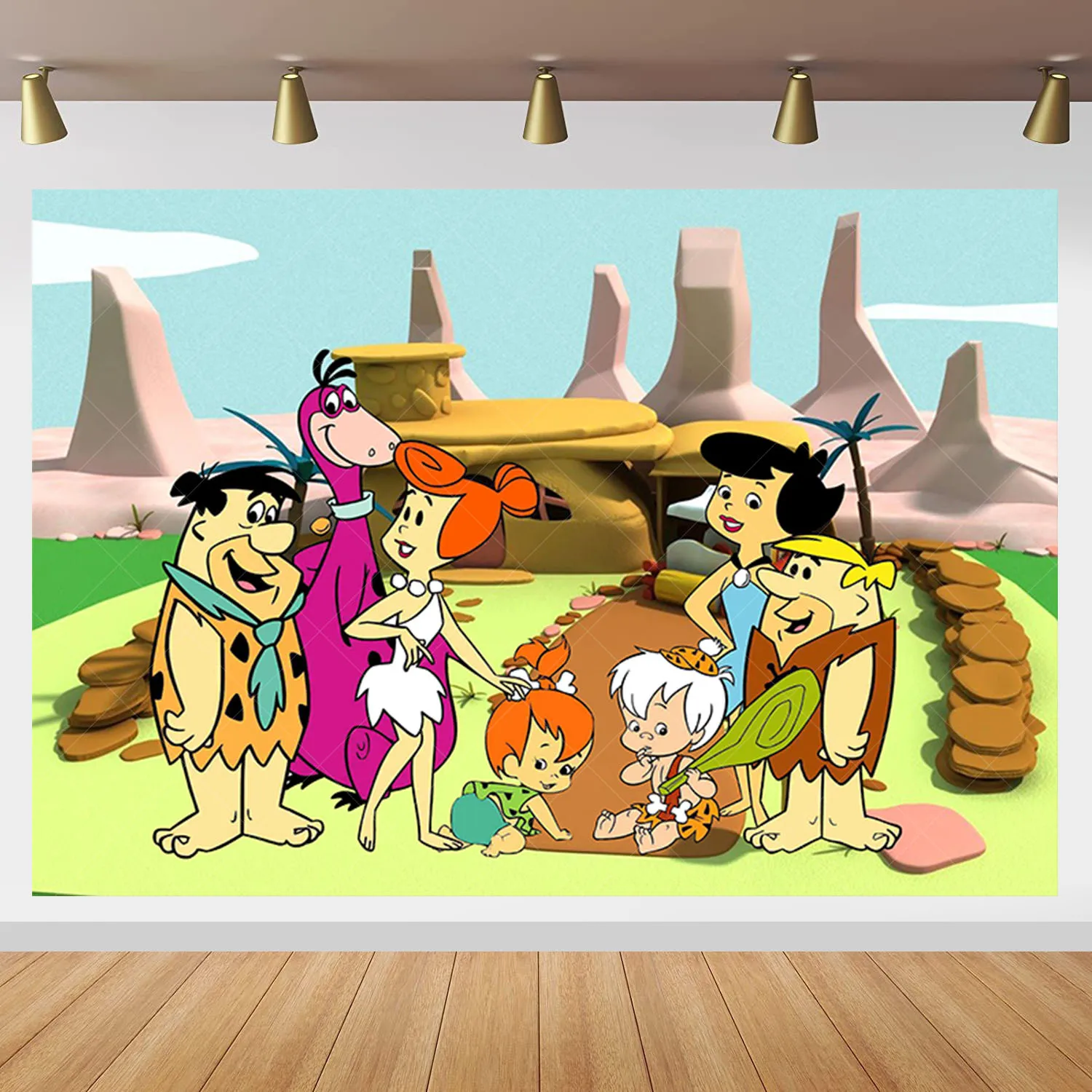 Disney Flintstones Photography Backdrop Kids Birthday Baby Shower Photo Backdrop Decor Banner Vinyl Polyester Photo Props