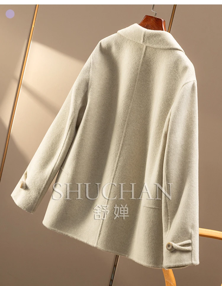 Wool Cashmere Double-sided Tweed Suit Short Coat Jacket Women's 81B0  Abrigos Mujer Invierno 2025