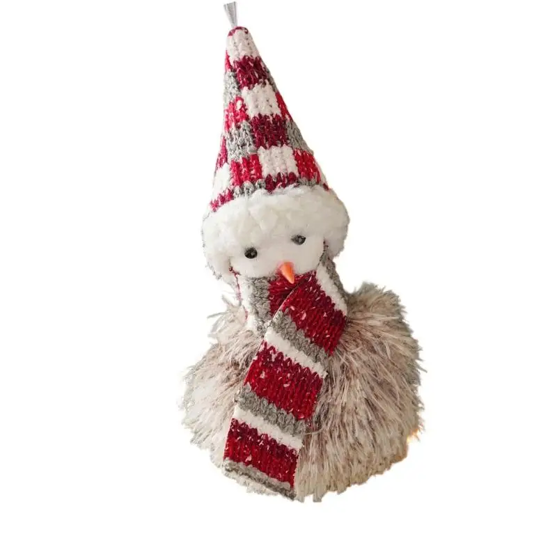 E8BD Single Soft Fabric Christmas Tree Ornament with Sewn Character Styling and Integrated Ribbon Loop for Seasonal Display
