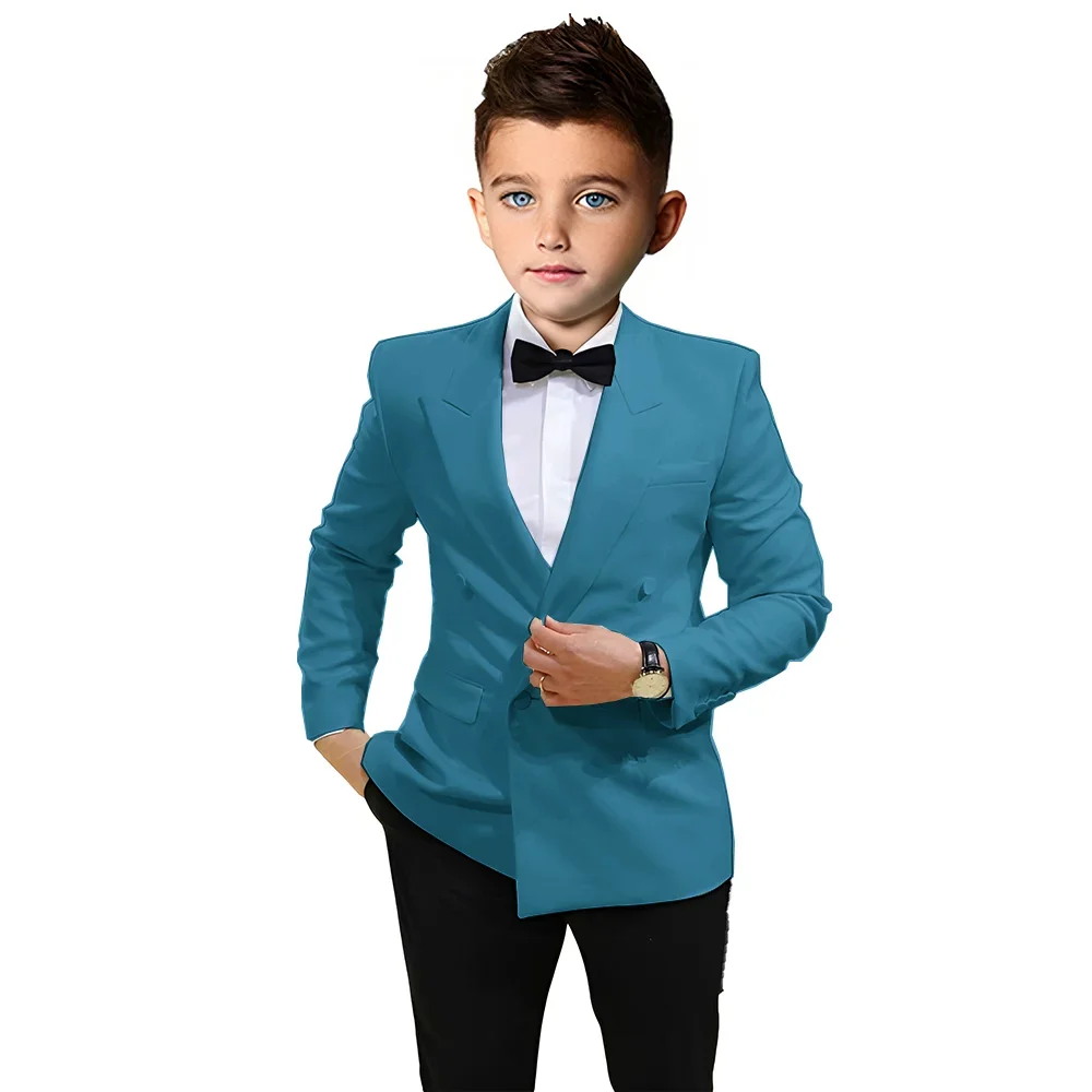 

Свадебный костюм для мальчиков, пиджак, брюки, формальный пиджак и брюки, комплект из 2 предметов, двубортный модный пиджак на заказ для детей