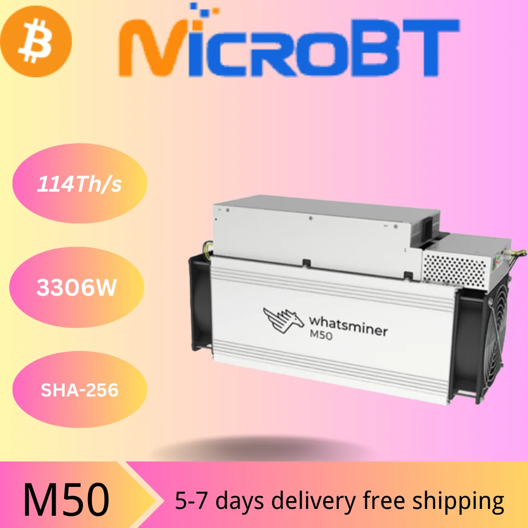 

Модель Whatsminer M50 от алгоритма микробbt для майнинга с максимальным гаширом 114Th/s для энергопотребления 3306 Вт.