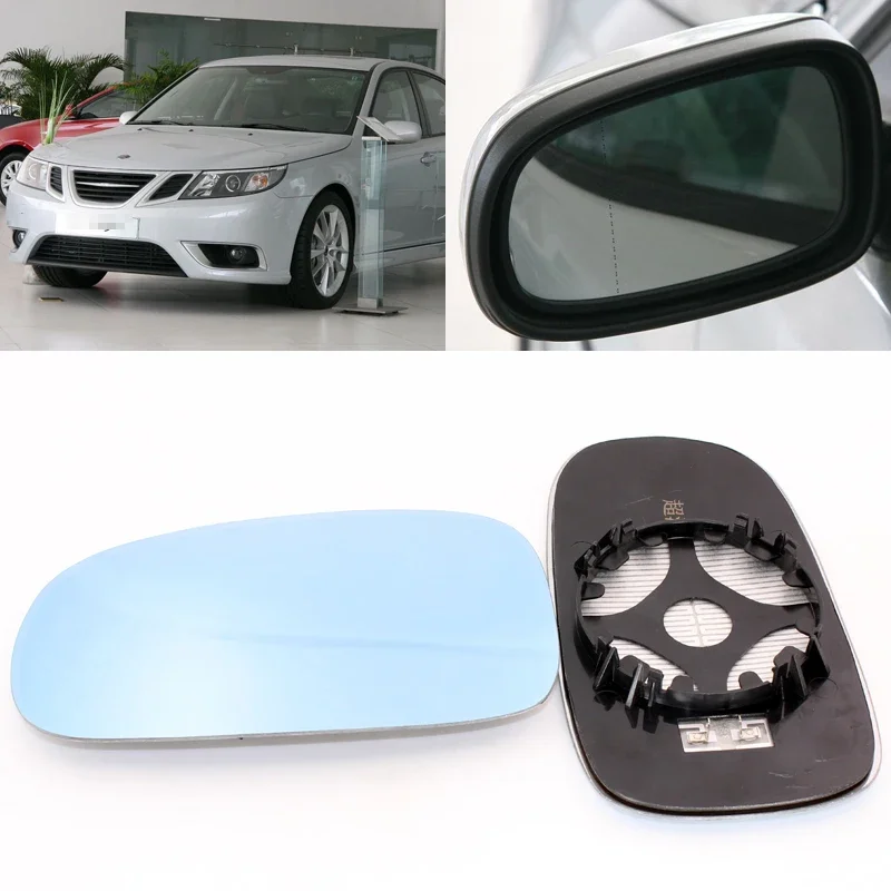 For Saab9-3 Q7 Car Side View Door Wide-angle Rearview Mirror Blue Glass With Base Heated 2pcs