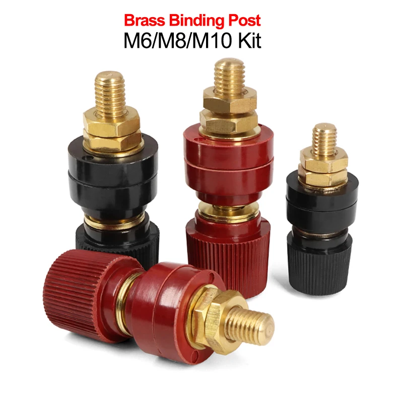 Brass Binding Post Terminal Kit M6/M8/M10 High Current Power Terminal Connector for Inverter Welder Battery Amplifier Speaker