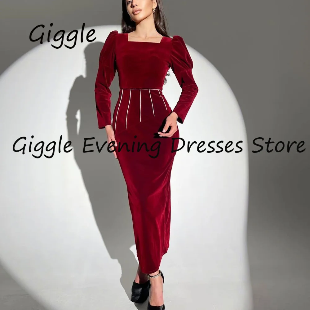 

Giggle Velour Mermaid Square Neck Formal Elegant Prom Gown Ankle Length luxury Evening Pretty Party Dresses for Women 2025