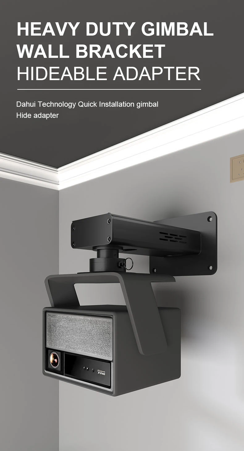 DAHUI Verstellbare Projektor-Wandhalterung mit Verstecktem Adapter-Bereich für XGIMI RS10Ultra Dangbei X5s JMGO N3 Gimbal-Projektorständer – Detail 1