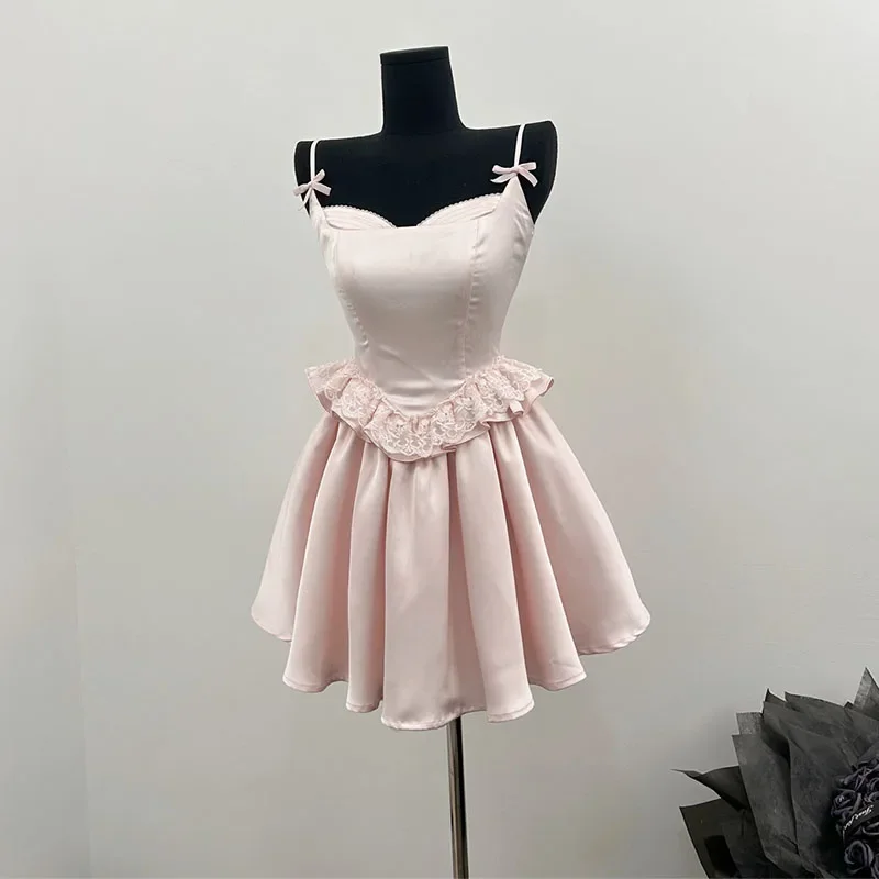 

Summer French Vintage Mini A-line Fairy Dress Women Wedding Frocks Party One-Piece Evening Coquette Prom Gown Vacation New