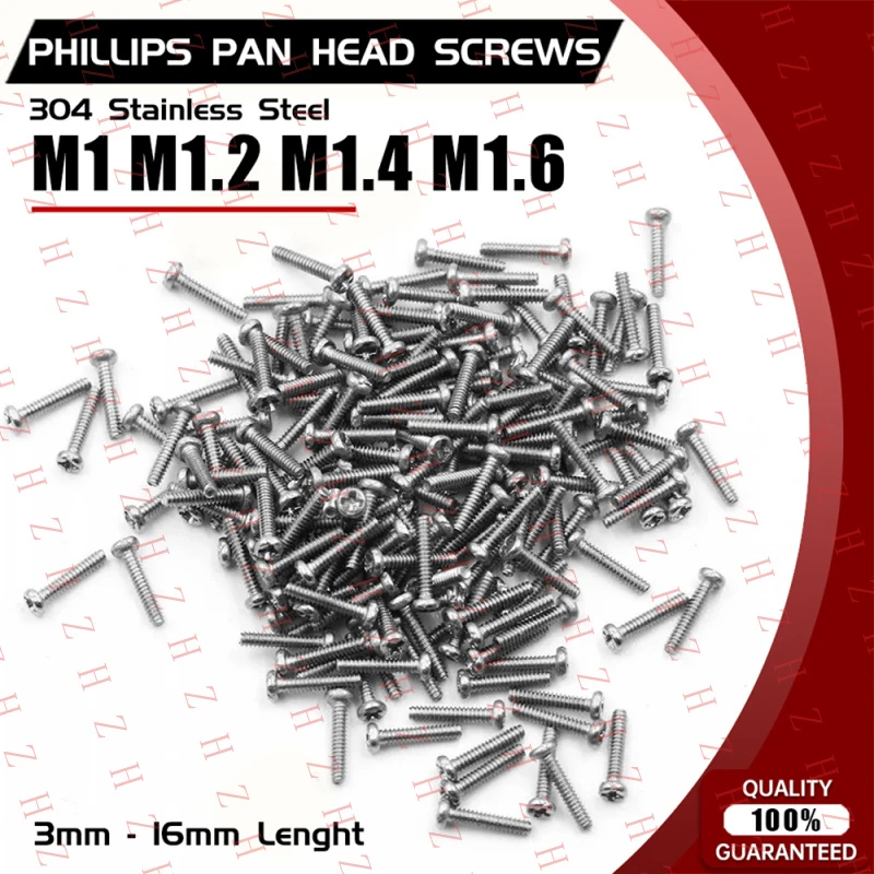 U+ M1 M1.2 M1.4 M1.6 304 Stainless Steel Phillips Pan Head Small Screws Micro Bolts（Minimum order 10 pieces）