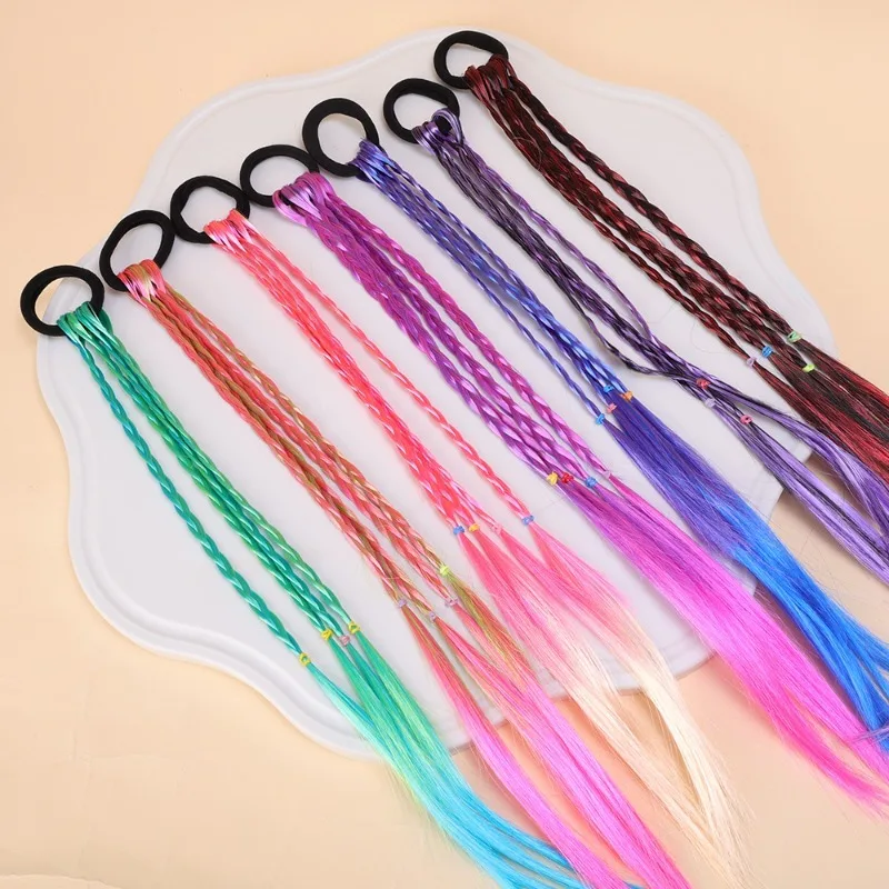 Multicolor Wig Braids Women Decorative Hairstyle Pigtail Hair Ties Girls Colorful Rubber Band Braid Headwear Hair Accessories