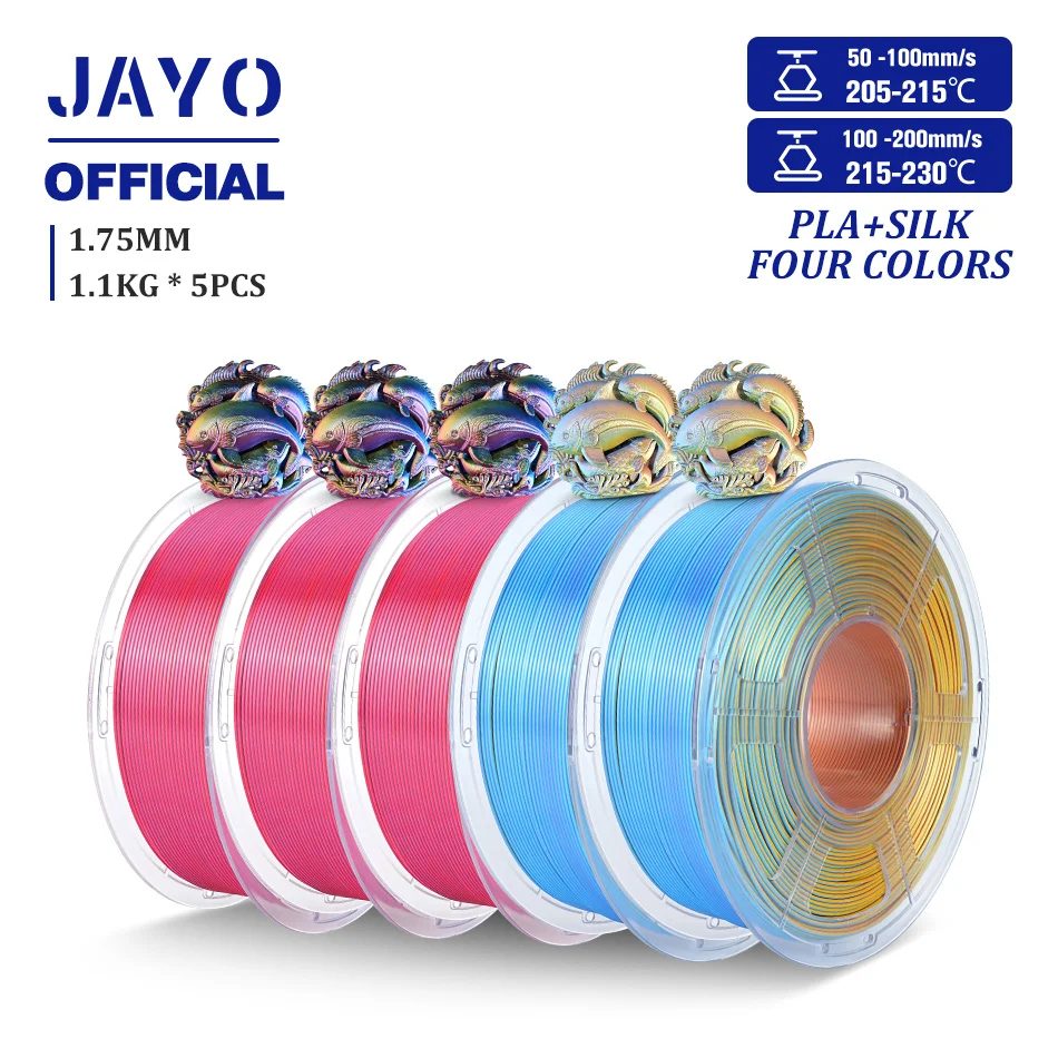 JAYO Quad-Color Silk PLA 5 packs (5.5kg).