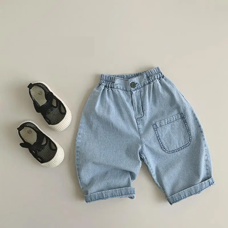 

Spring Summer New Children Soft Denim Trousers Baby Girls Loose Casual Pants Toddler Boy Fashion Versatile Jeans Kids Clothes