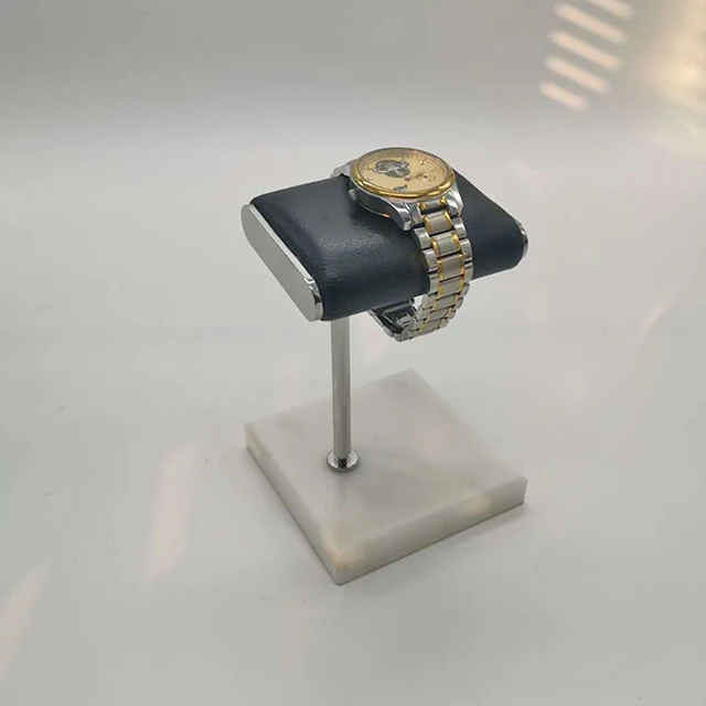 High-end Luxury Jewelry Display Stand Marble Watch Display Stand Metal Rod PU Leather Watch Display Stand with High Quality