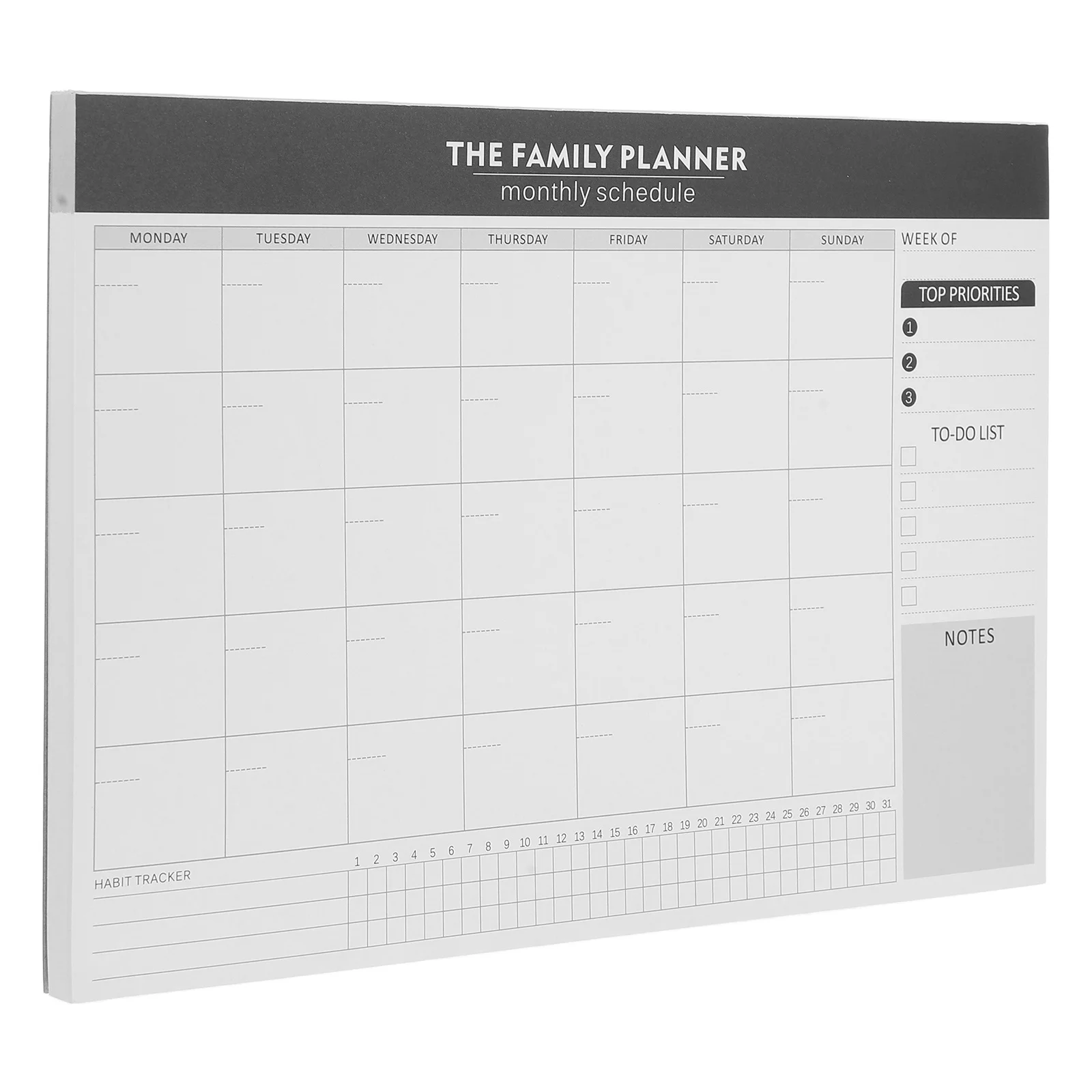 

Monthly Planner Notepad Undated Weekly Daily Calendar Writable Journal For Office Classroom Black Large Task Checklist Portable