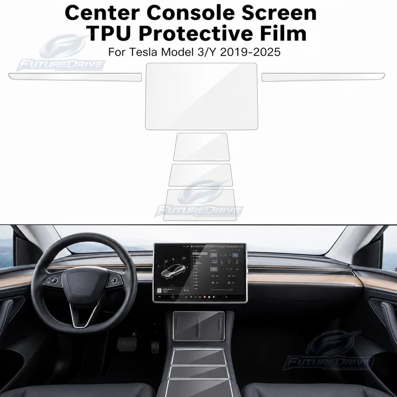 For Tesla Model 3/Y 2019-2025 Car Interior Gear Shifter Center Console Screen Transparent TPU Protective Film