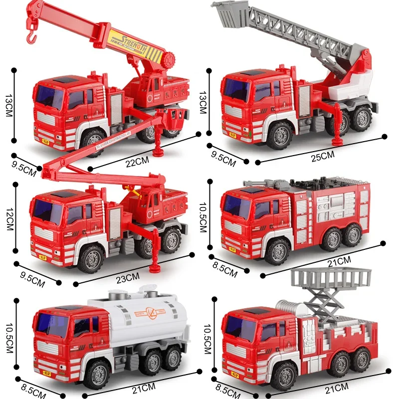 Car Model Kids Toy Fire Fighting Truck Ladder Truck Sprinkler Fireman Engineering Vehicle Simulation Plastic Model Birthday Gift