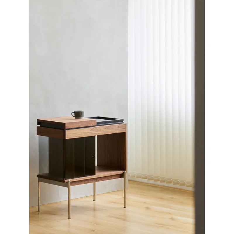 

Black walnut glass low side cabinet