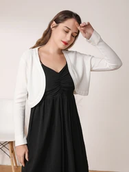 2024 Cardigan Da Donna A Maniche Lunghe all'uncinetto A Maniche Cardigan estivo donna ritagliata stile coreano moda femminile cappotto da donna nero abbigliamento scollo a v maglione da donna capispalla carino Basic