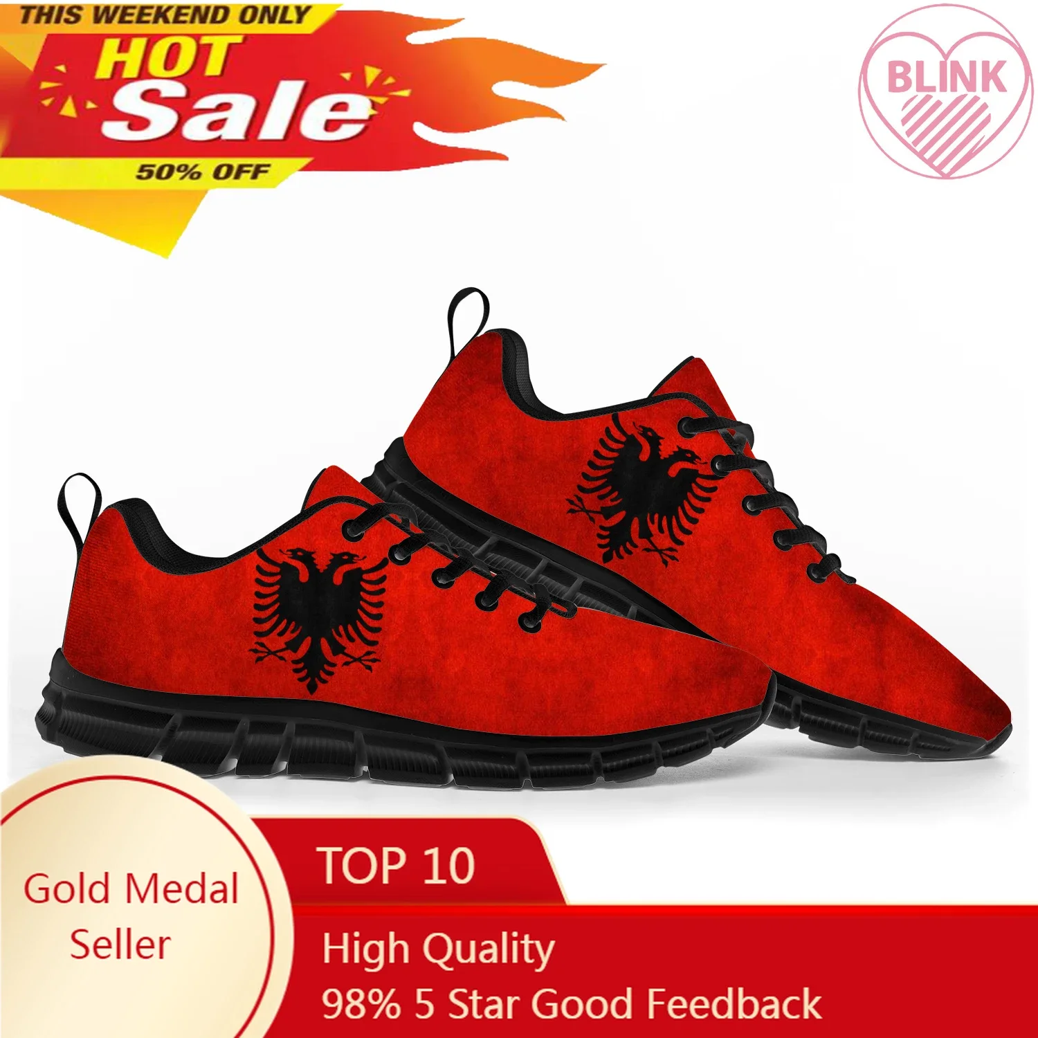 Zapatos deportivos con bandera de Albania para hombres, mujeres, adolescentes, niños, zapatillas casuales de Albania, zapatos de pareja personalizados de alta calidad