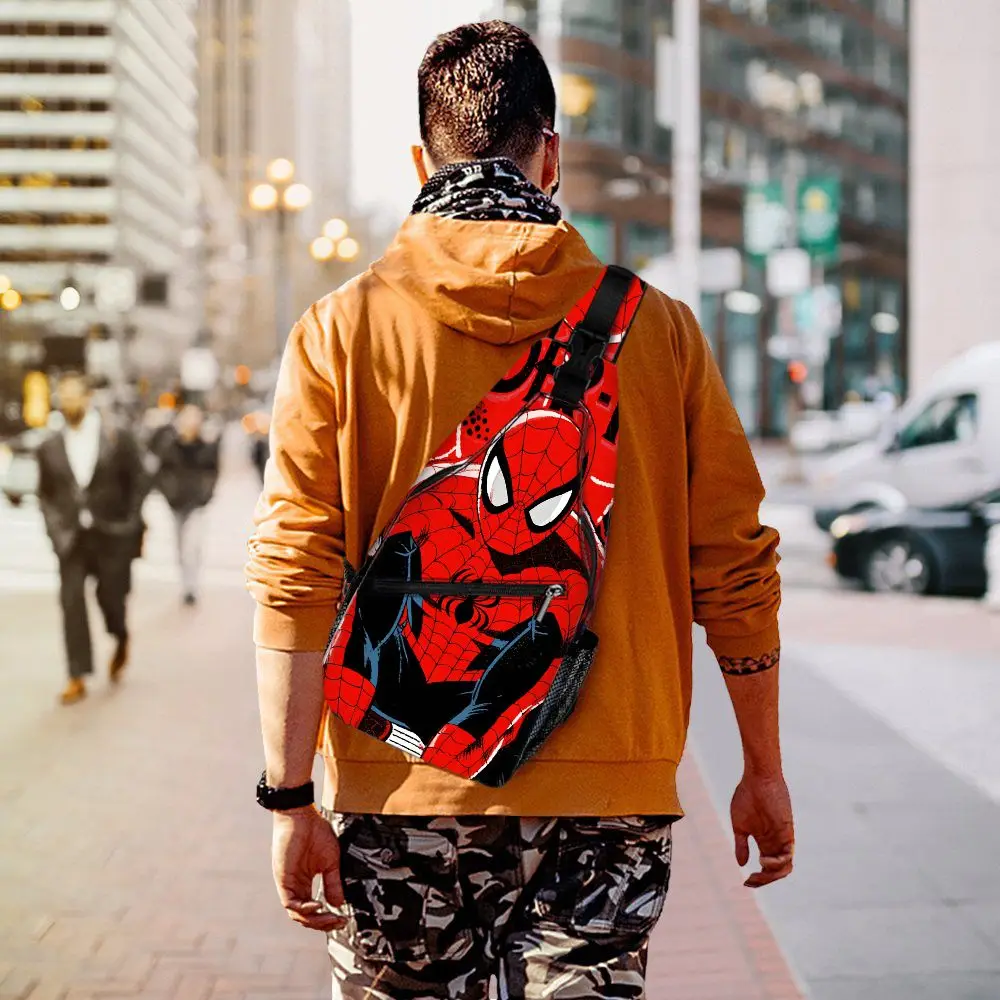 

Сумка-слинг Spider-Man для мужчин, рюкзак-кроссбоди в стиле супергероев, повседневная дорожная нагрудная сумка с комиксным принтом, легкая сумка через плечо