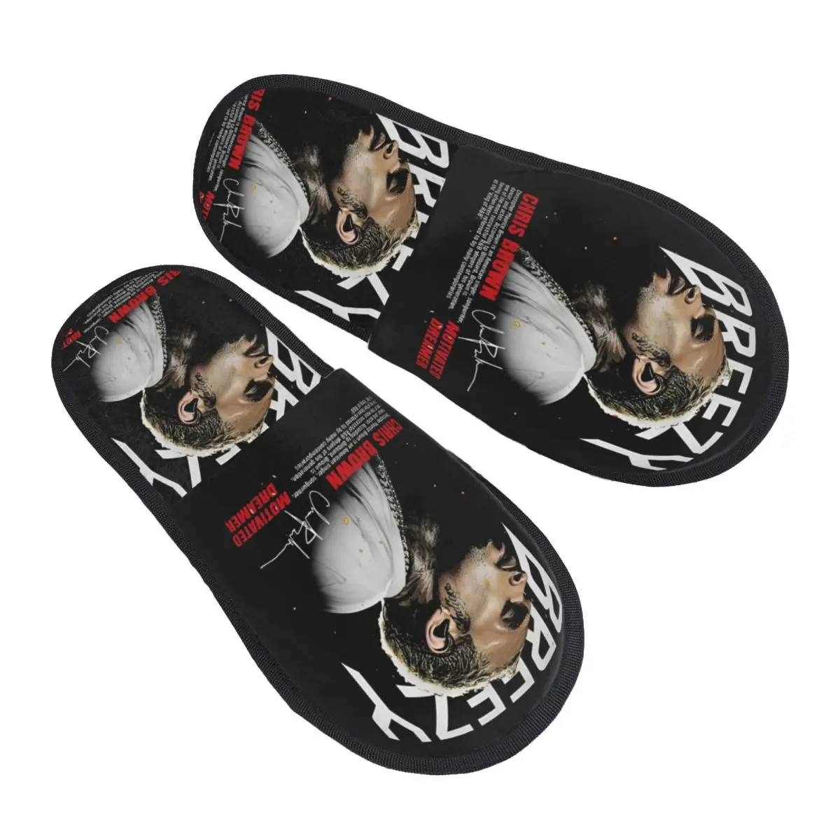 

Rapper Chris Brown Slippers Bedroom 90s Music Breezy Cozy Household Fur Slides Slippers Non-skid
