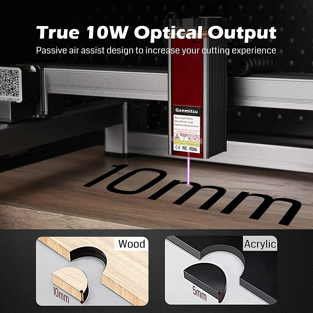 10W Compression Point Fixed Focus Laser Module Cutting 10mm Wood And 5mm Acrylic Acid CNC