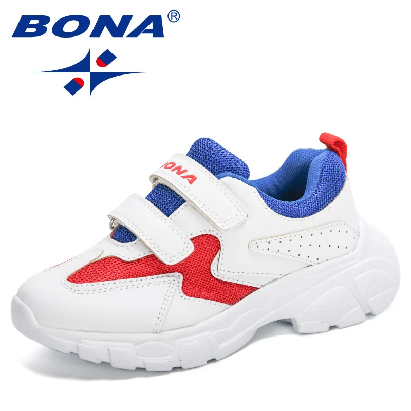 

BONA 2022 New Arrival Popular Sneakers Luxury Brand Teenager Sport Shoes Leather Kids Walking Footwear Children Running Shoes