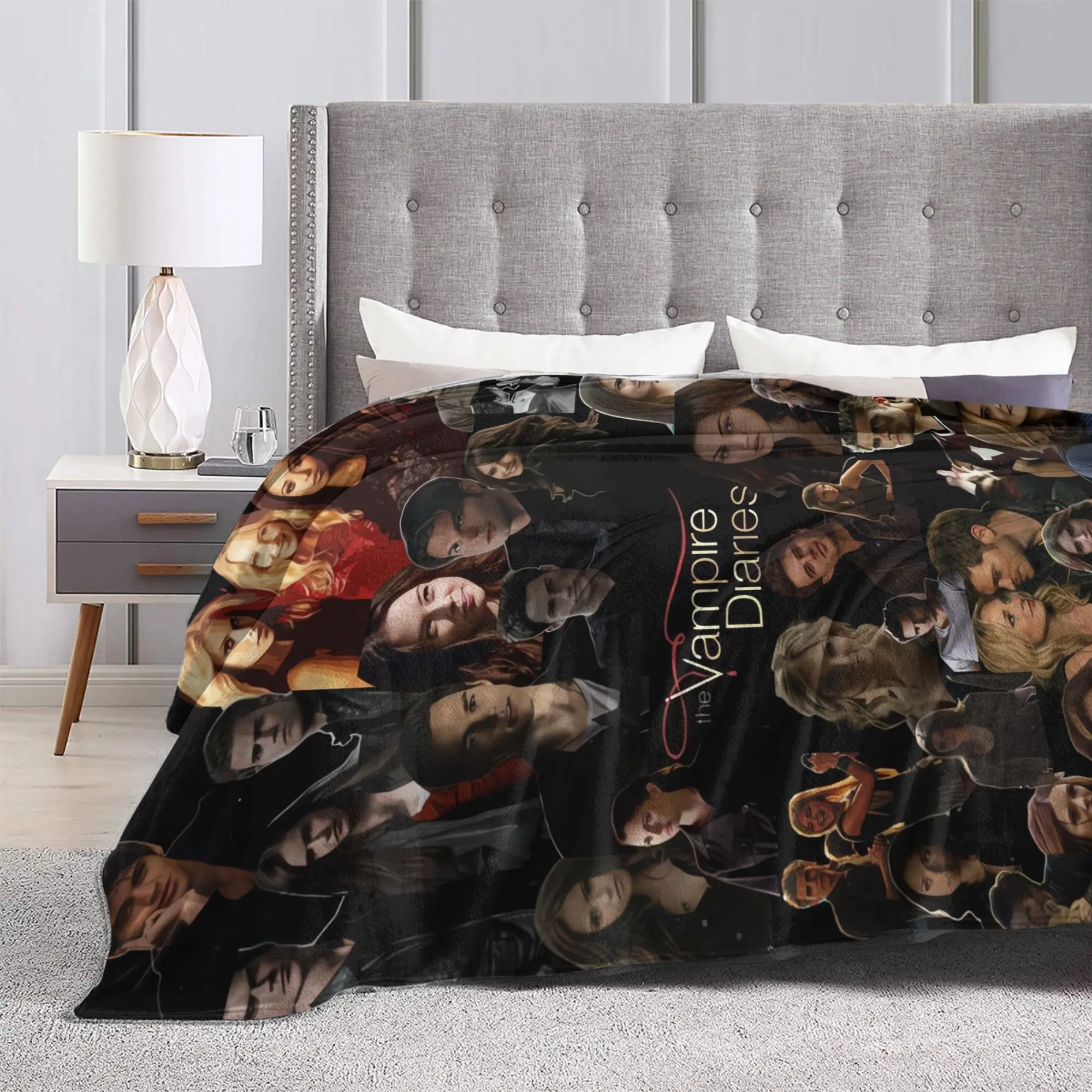 Warm BlanketChildren Camping Old Cast Photo The Vampire Diaries Bedding Throws  Flannel Bedspread For Couch Chair Sofa Bed Cover