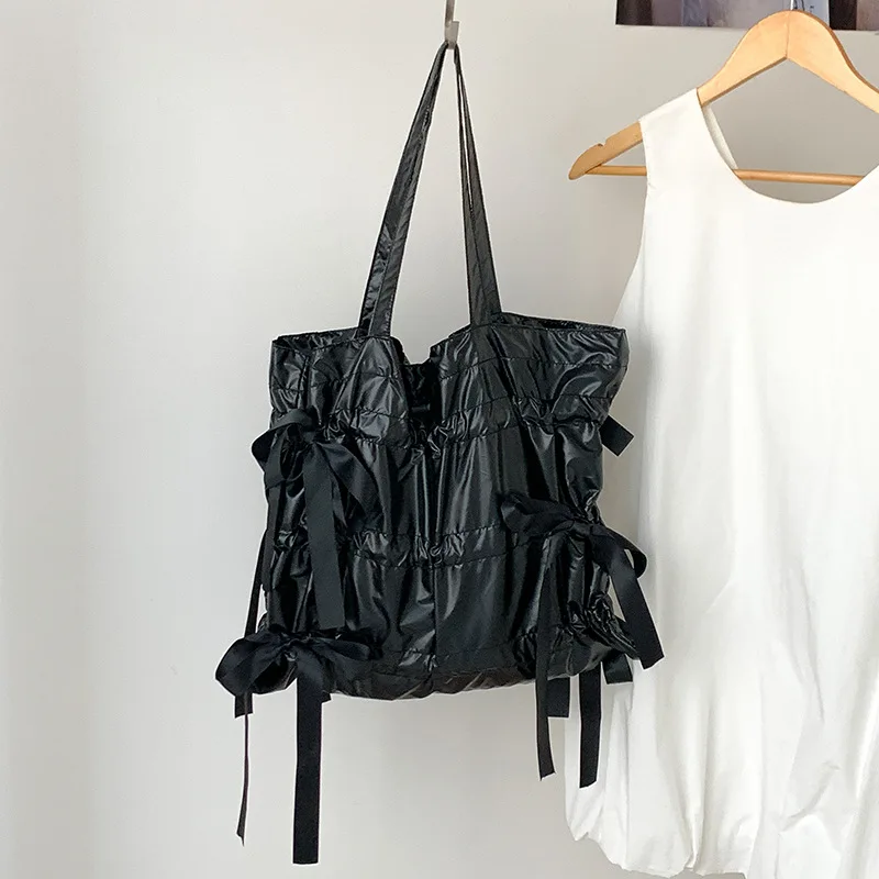 

Модная плиссированная сумка, новая корейская сумка через плечо с бантом, дизайнерские сумки-тоут для женщин, большие кошельки для покупок