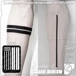 Herbal Straight Line Tattoo Stickers Lasting Tattoo Art Temporary Tattoos Waterproof Wrist Arm Ring Tattoo Trendy Fake Tattoo