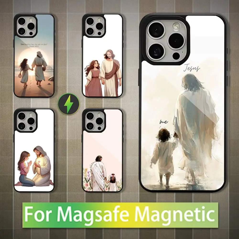 

Funny Jesus Girl Cartoon For iPhone Mini,13,Max,11,15,17,14,Plus,12,Pro,16,For Magsafe,Magnetic Wireless Charging Case