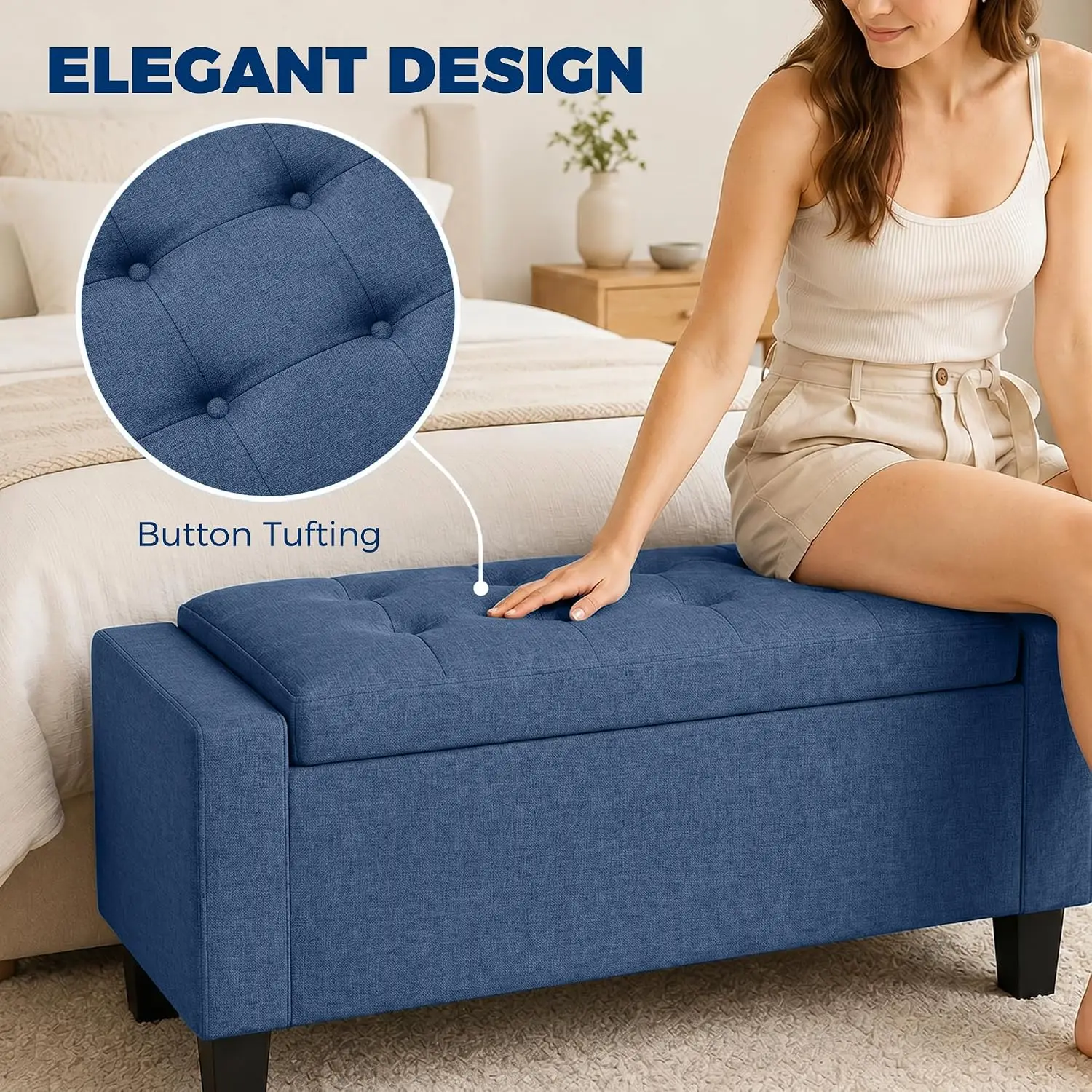 Tufted Storage Ottoman Bench 36.6