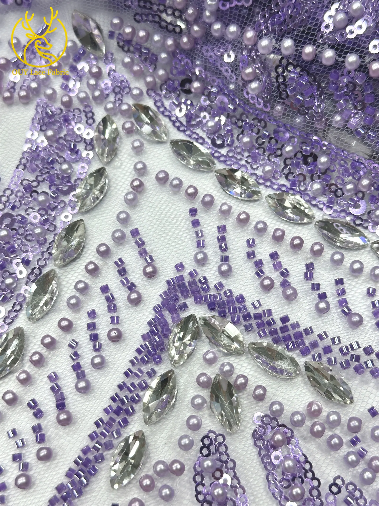 2026 Neues Design Afrikanischer Perlen-Diamant-Spitzenstoff Französischer Nigerianischer Pailletten-Tüll für Damen Partykleid Dekoration Nähen – Detail 25