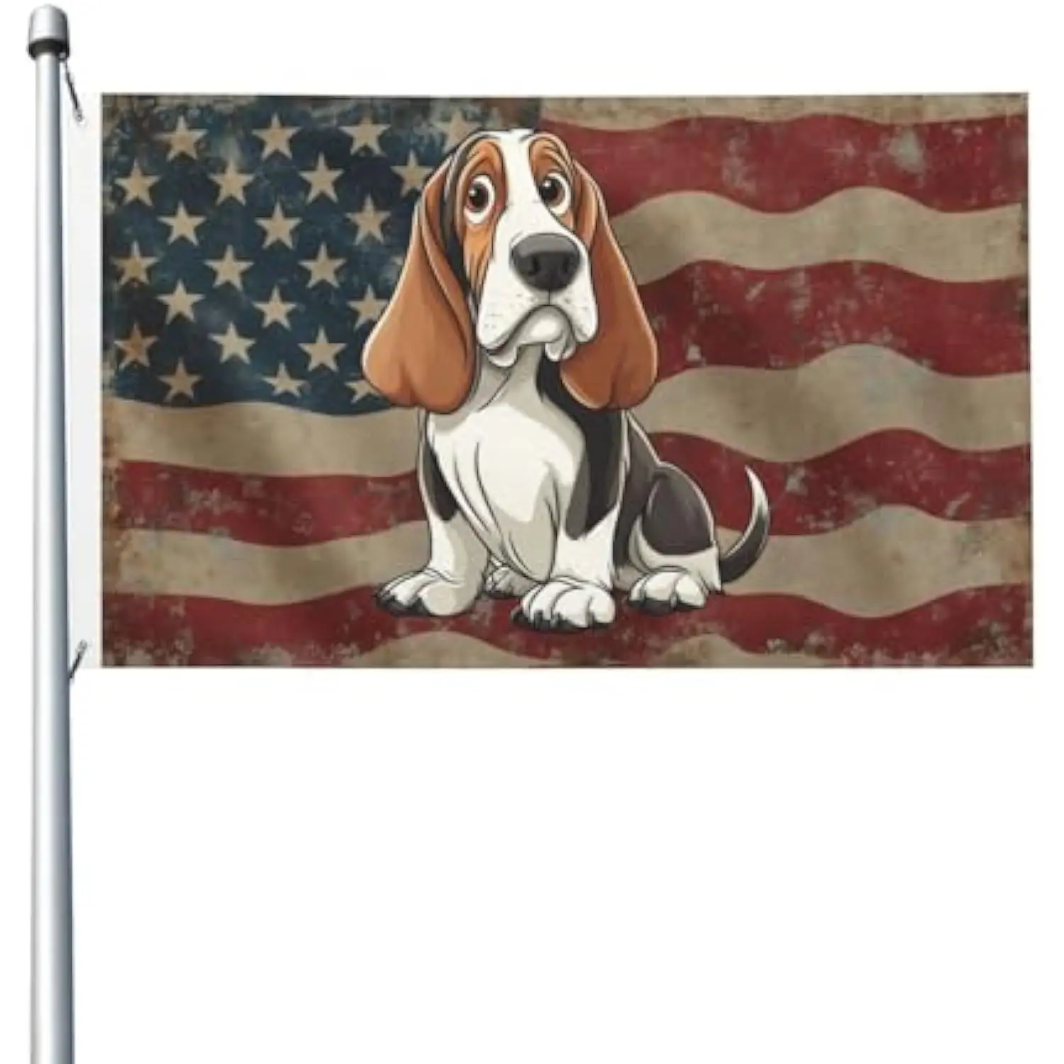 Hound Dog American Flag Garden Outdoor Indoor Decoration Durable Vivid Color Banners