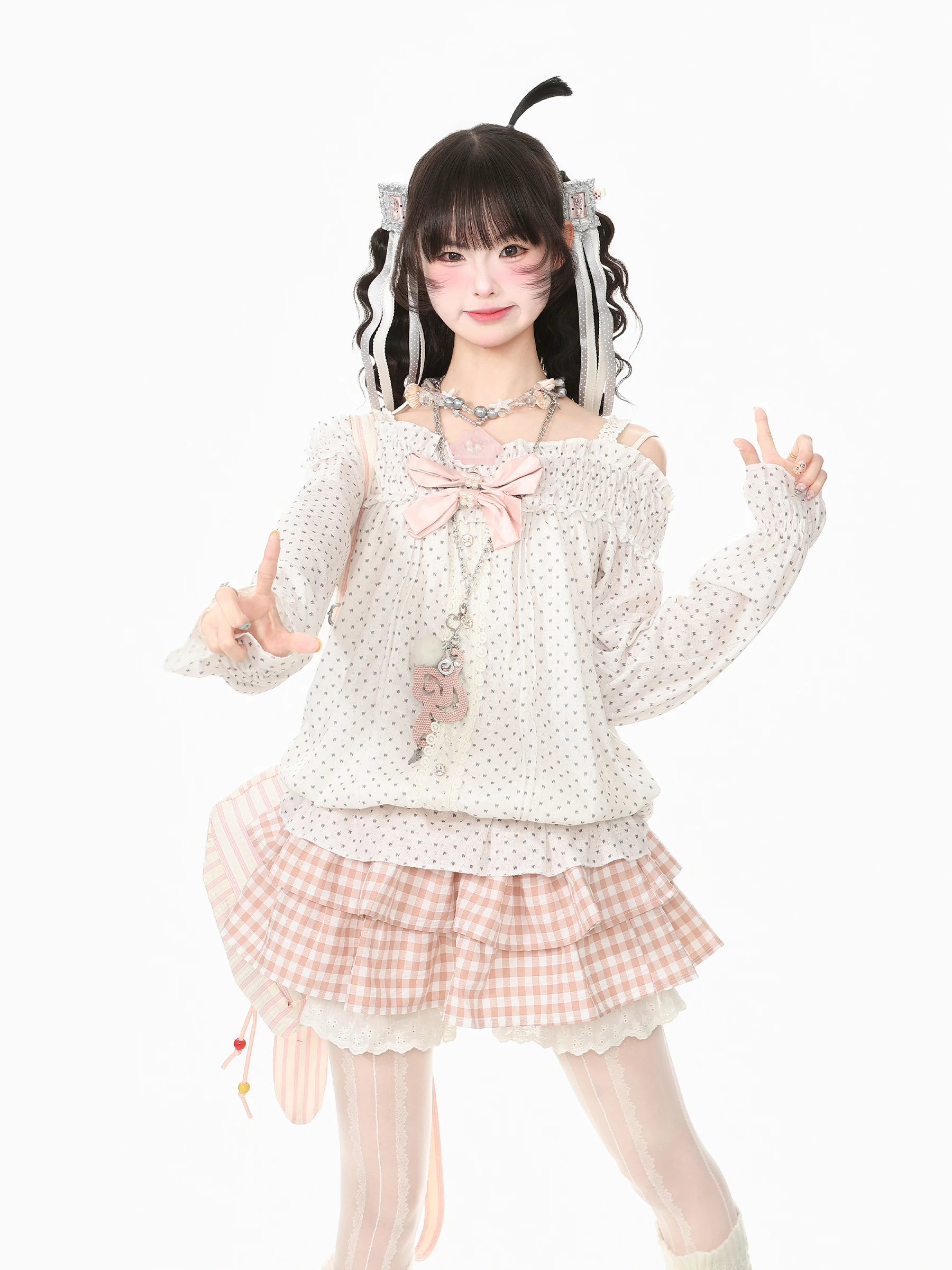 Languid Park Japanese Style Gentle Top Skirt Two-Piece Set Women's Fashionable Early Autumn Casual Wear Polyester Fiber