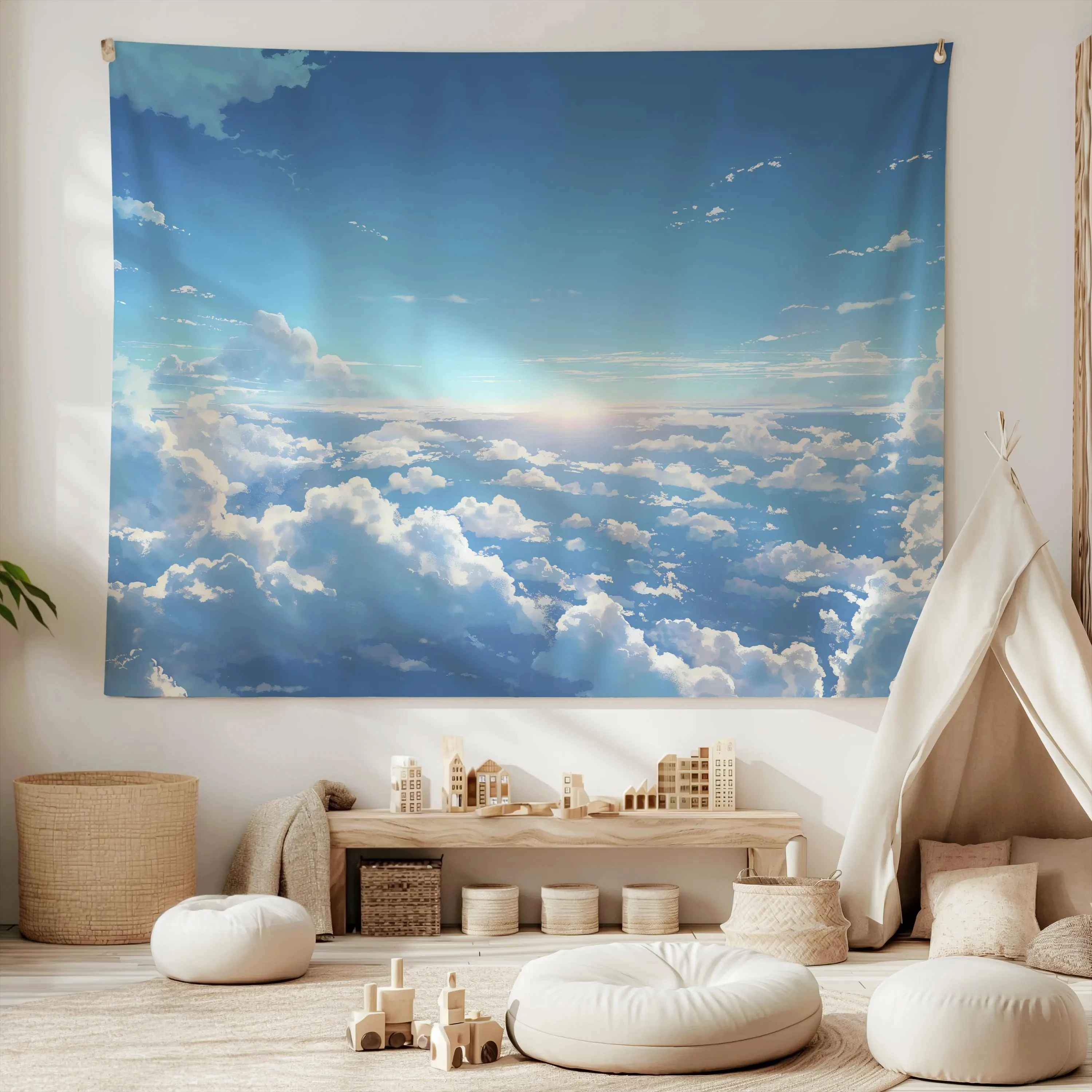 VIKAMA Healing Series High altitude Cloud Sea Tapestry Fresh Ins Wind Background Cloth Living Room Decoration Room Decoration