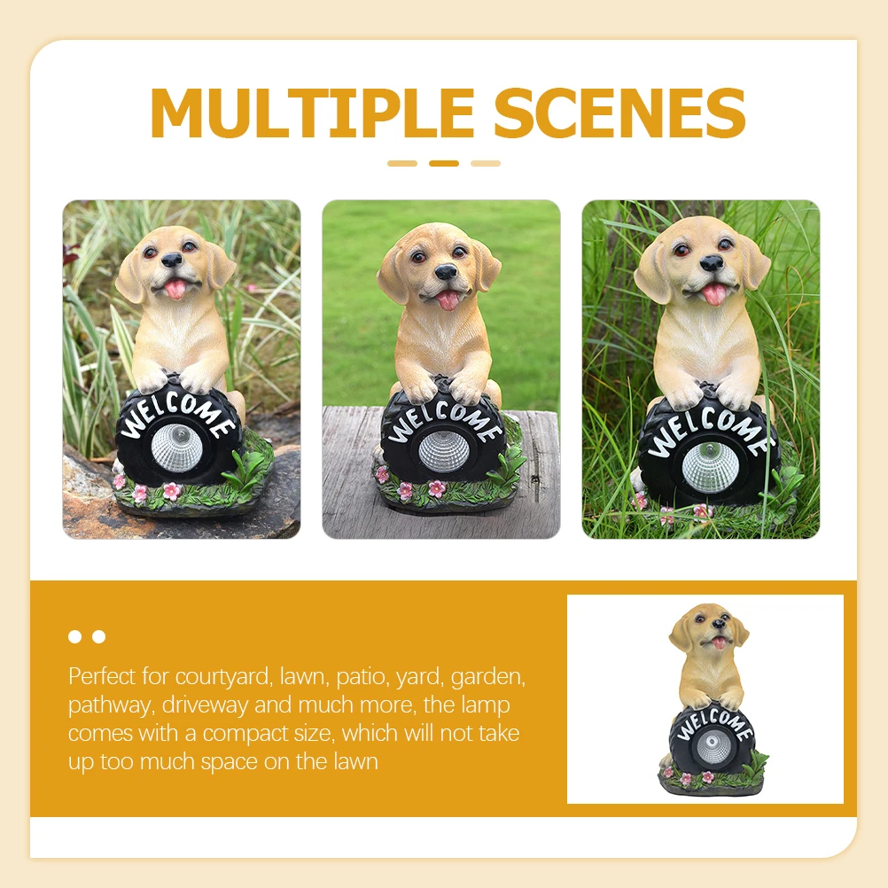 

Decoration Solar Light Puppy Ornaments Decorative Outdoor Garden Animal Lawn Dog Statue Colorful Lights