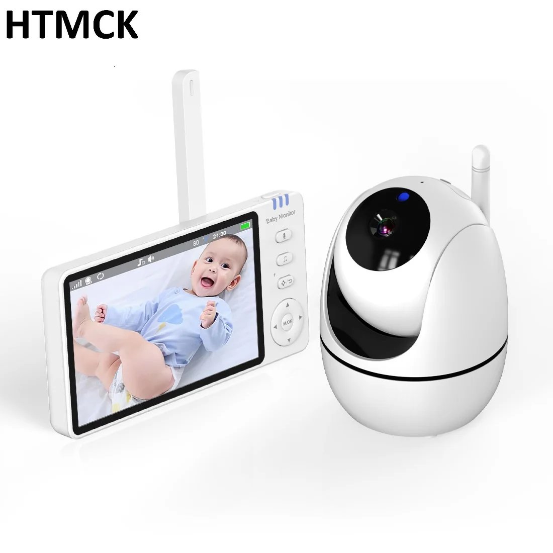 5‑Inch Screen Baby Video Monitor, HTMCK Baby Nanny Camera with 4X Digital Zoom, Two‑Way Talk & Night Vision for Infant Care