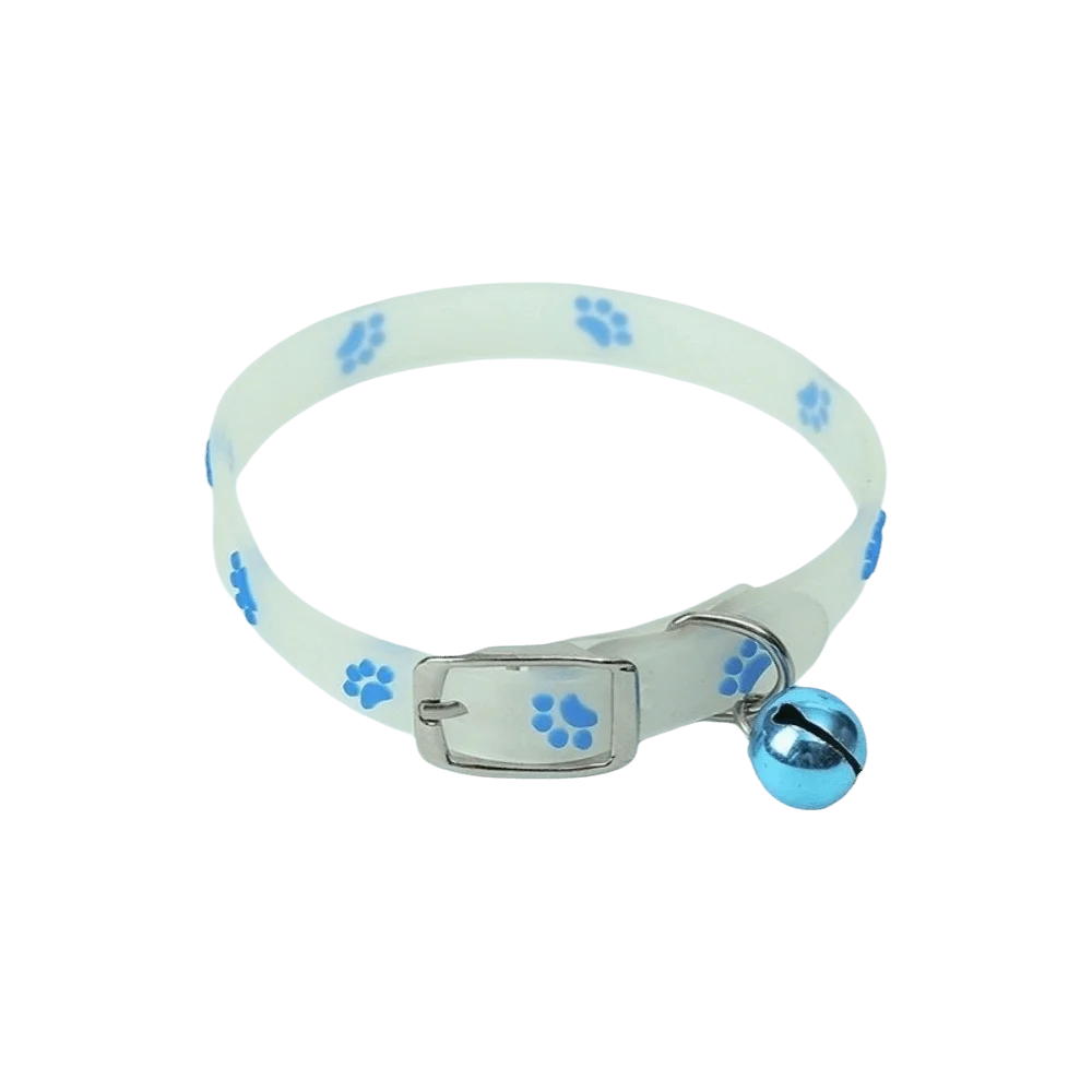 Adjustable Cat Collar Claw Printed Silicone Pet Luminous Collar Anti-Loss Glow In The Dark Pet Collar with Bell Pet Accessories