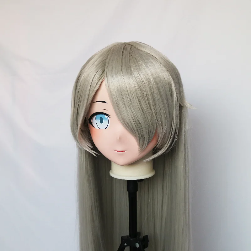 (B14) Maschera per la testa personalizzata fatta a mano con guscio posteriore Crossdressing Silicone Anime Touhou Progetto Reiuji Utsuho Kigurumi Maschera Cosplay