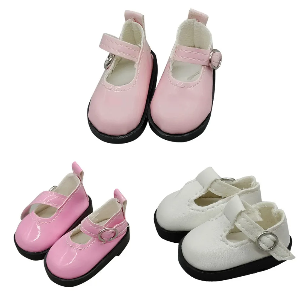 Mini Flat Bottomed Toy Shoes Leather Bottomed Glossy Doll Shoes 4.7cm X 2.5cm DIY Casual Shoes 1/6 Point Doll