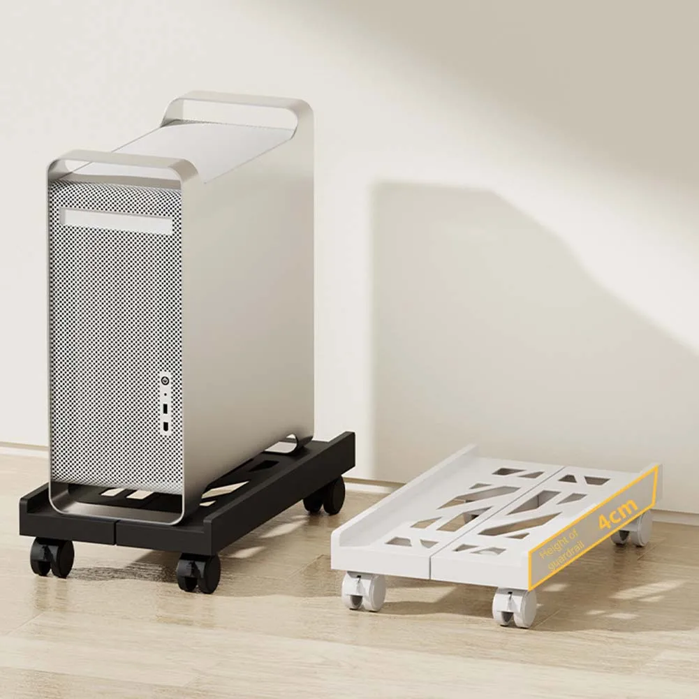 1pc Desktop Computer Host Stand Removable Chassis Bracket Base Home Office Host Rack Adjustable Brake Wheel Chassis Tray