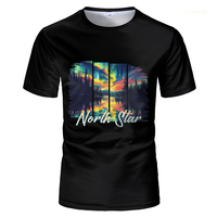 2024 Summer New North Star Pattern T-shirts Personality Scenery Pattern Casual Tops Outdoor Street Unisex Short-sleeved T Shirt