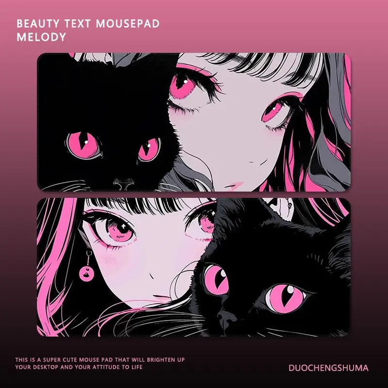 

Игровой коврик для мыши, индивидуальный ковер Kawaii Girl Cat, коврик для клавиатуры, длинная подкладка, компьютерные аксессуары, коврик для мыши, настольные коврики Xxl, коврик для мыши
