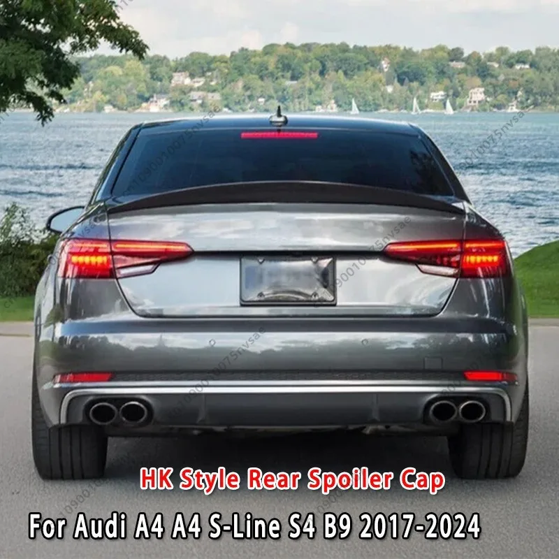 

For Audi A4 B9 A4 S-Line S4 B9 2017-2024 Sedan HK Style Car Rear Roof Lip Spoiler Wing Rear Boot Roof Spoiler Cap Bodykit Tuning