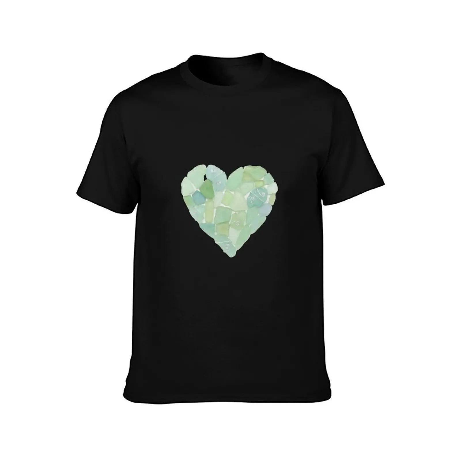 Green Sea Glass Love Heart - Scottish Seaglass T-Shirt Basic Solid Color Short Sleeve T-Shirt