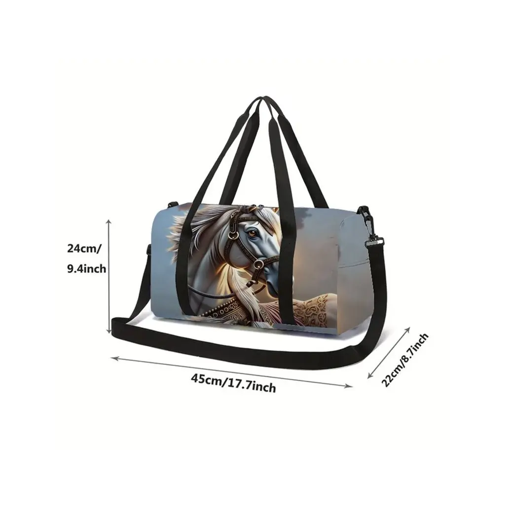 Horse 2D Flat Cartoon School Travel Bag Large Capacity Zipper Luggage Bag Best Gift for Boys Girls Fashion Style