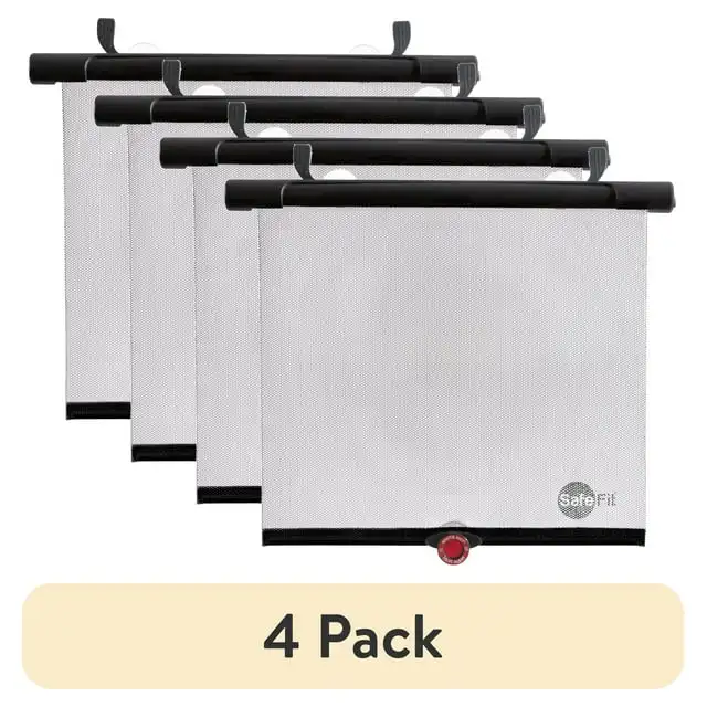 

(4 pack) SafeFit SafeTemp Xtra-Wide Roller Baby Car Shade, Fits Most Vehicles, Gray