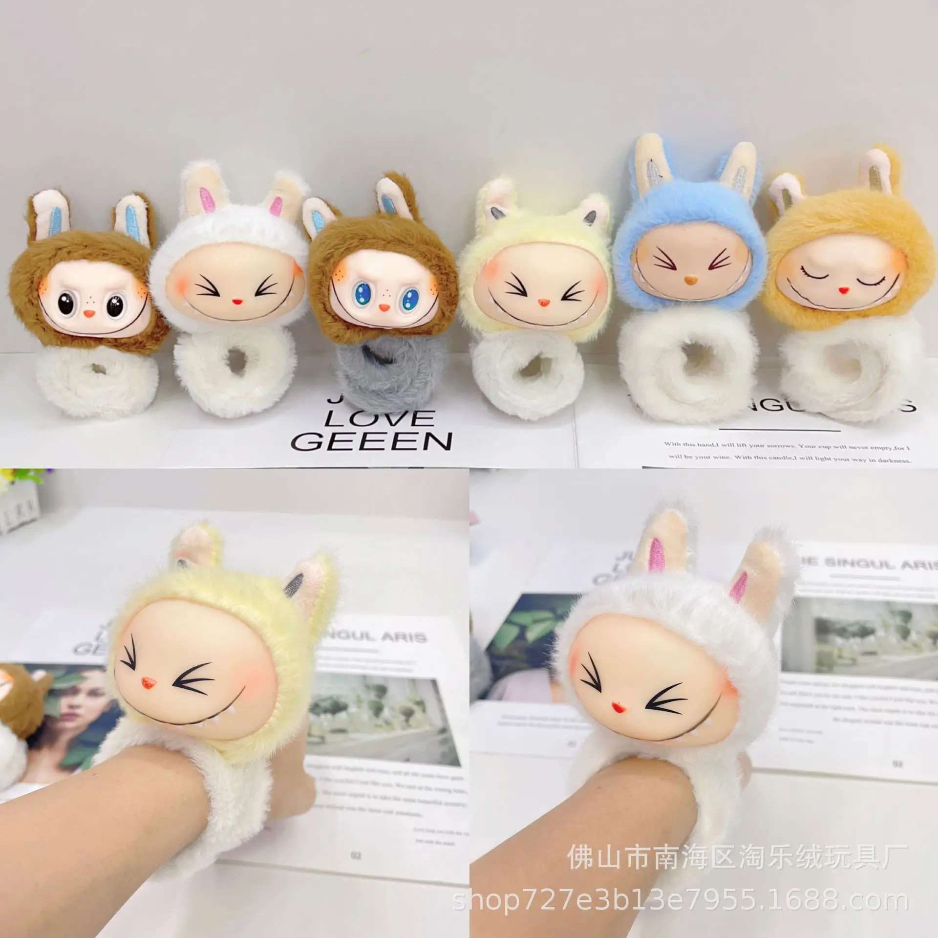 Lovely Labubu Long-eared Rabbit Pat Circle Bracelet Wrist Decoration soft Plush Ugly Cute Doll Toy Christmas Decoration Gifts