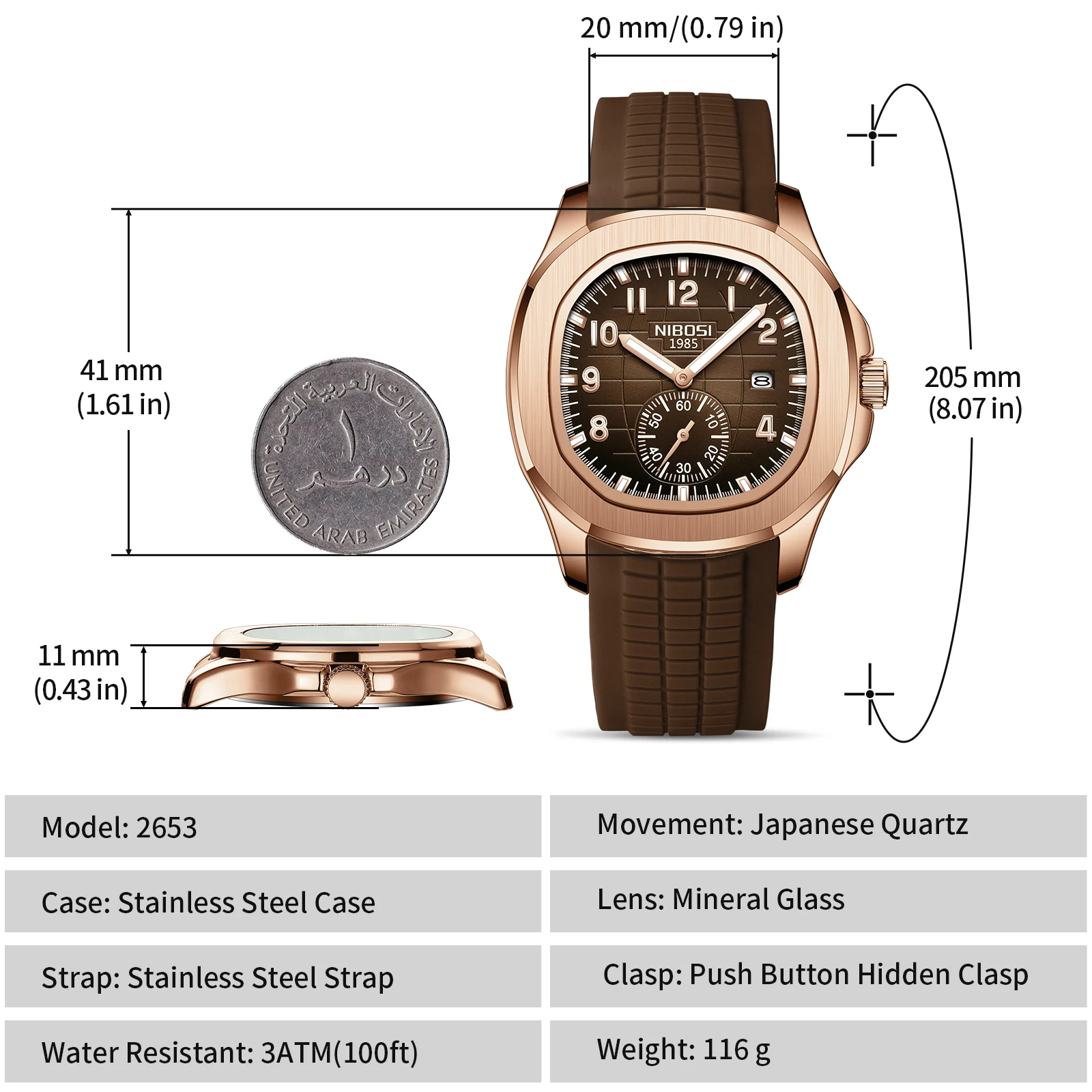 NIBOSI Luxury Men‘s Watches Business Waterproof Male Clock Luminous Silicone Band Date Square Quartz Man Watches Reloj Hombre image 5