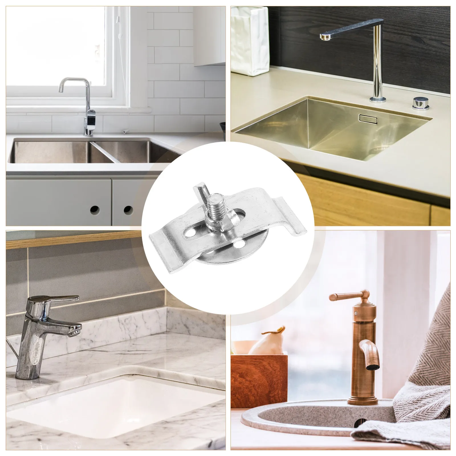12Sets Undermount Sink Brackets Universal Kitchen Sink Clips Heavy Duty Support Clamps Wash Basin Repair Hardware Kit